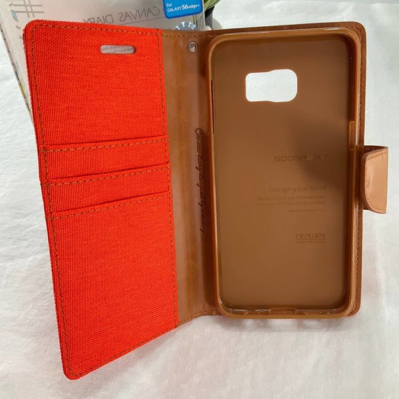 Goospery Wallet Case For Samsung Galaxy S6 edge+, Orange - Picture 5 of 8